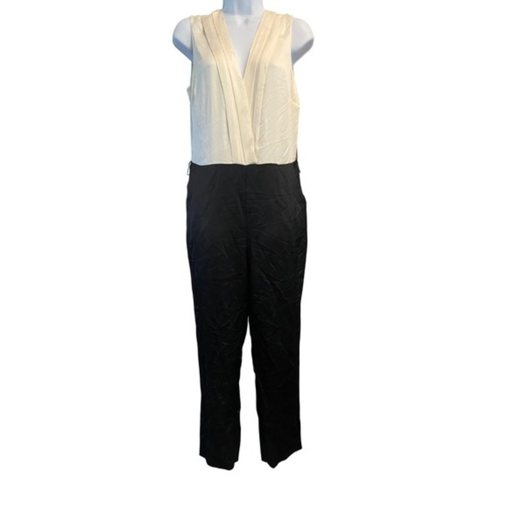 Vince Camuto Opulent Mood F1 Colorblock Jumpsuit Cream Black 8 NEW